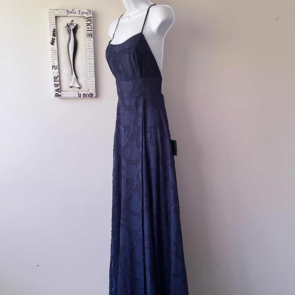 NWT Lulus Let There Be Romance Blue Burnout Floral Maxi Wedding Guest Dress L - Picture 7 of 16